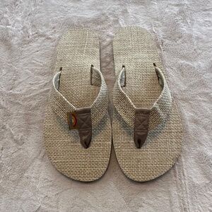 Rainbow Sandals- Men's Burlap Flip Flop in size small